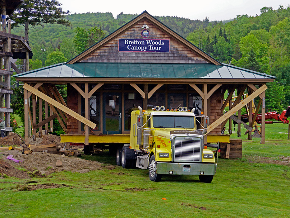 The Canopy Tour building is moving to it's new home.